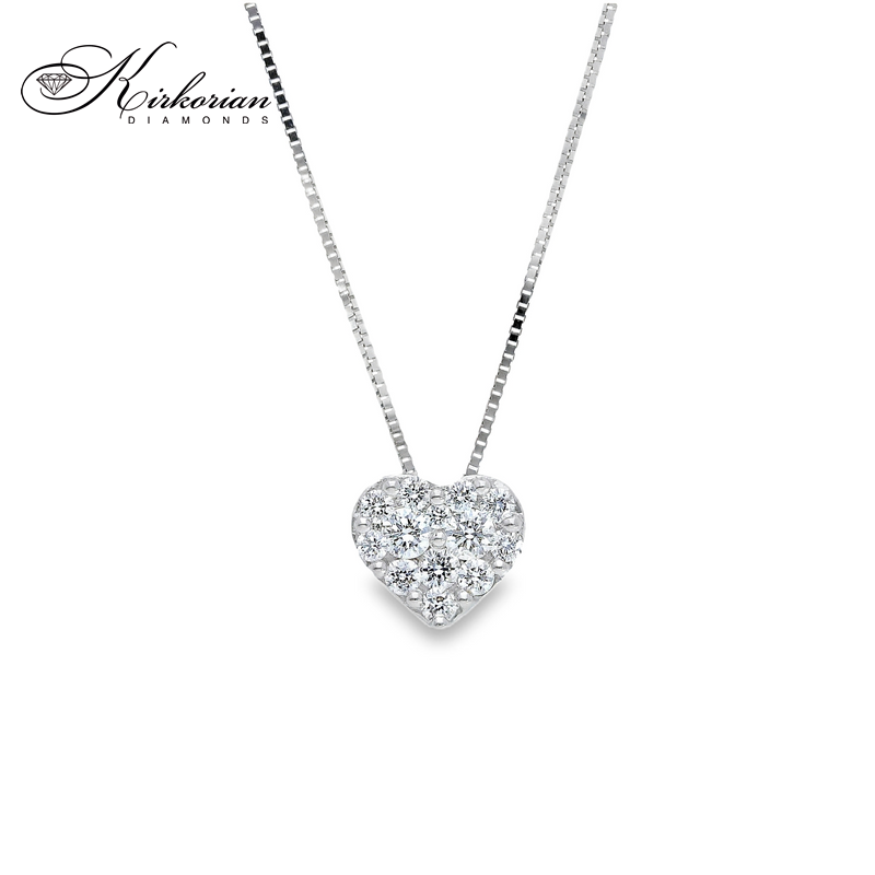 Колие сърце от бяло злато 18К с диаманти 0.20 ct | Код S132722 | Kirkorian Diamonds