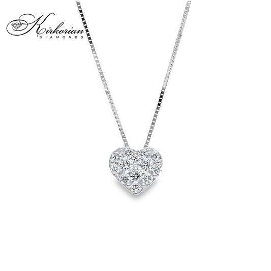 Колие сърце от бяло злато 18К с диаманти 0.20 ct | Код S132722 | Kirkorian Diamonds