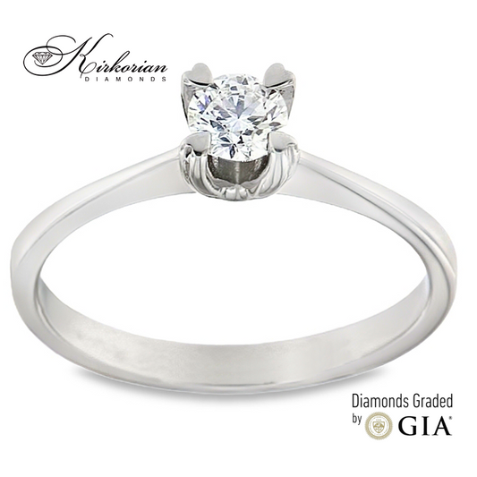 Годежен пръстен с диамант 0.30 ct GIA сертификат от бяло злато 14К – модел K155