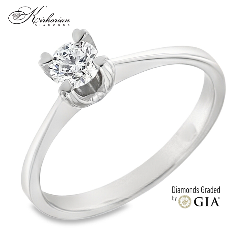 Годежен пръстен с диамант 0.30 ct GIA сертификат от бяло злато 14К – модел K155