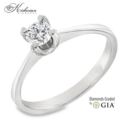 Годежен пръстен с диамант 0.30 ct GIA сертификат от бяло злато 14К – модел K155