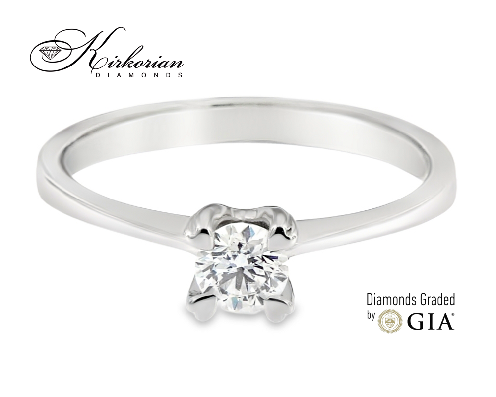 Годежен пръстен с диамант 0.30 ct GIA сертификат от бяло злато 14К – модел K155