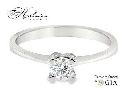 Годежен пръстен с диамант 0.30 ct GIA сертификат от бяло злато 14К – модел K155