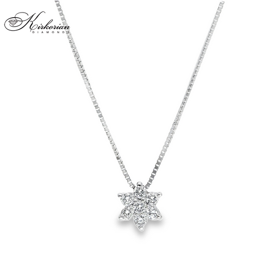 Колие звезда от бяло злато 18К с диаманти 0.10ct – елегантен модел | Код S189891
