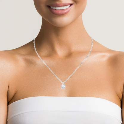 Класическо колие от бяло злато 18К с диамант 0.07 ct – елегантен дизайн | Kirkorian Diamonds