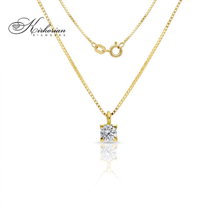 Класическо колие от жълто злато 18К с диамант 0.07 ct – минималистично колие с естествен брилянтен диамант и изчистена визия | Kirkorian Diamonds