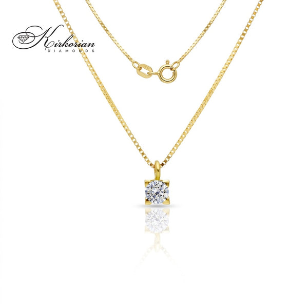 Класическо колие от жълто злато 18К с диамант 0.07 ct – елегантен модел | Kirkorian Diamonds