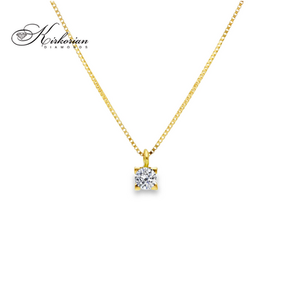Класическо колие от жълто злато 18К с диамант 0.07 ct – елегантен модел | Kirkorian Diamonds