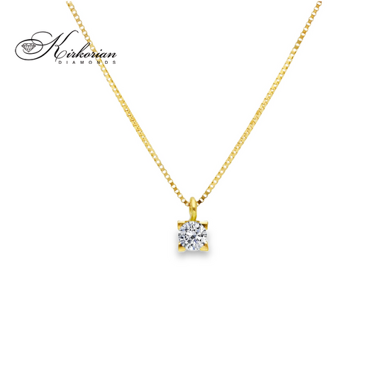Класическо колие от жълто злато 18К с диамант 0.07 ct – елегантен модел | Kirkorian Diamonds
