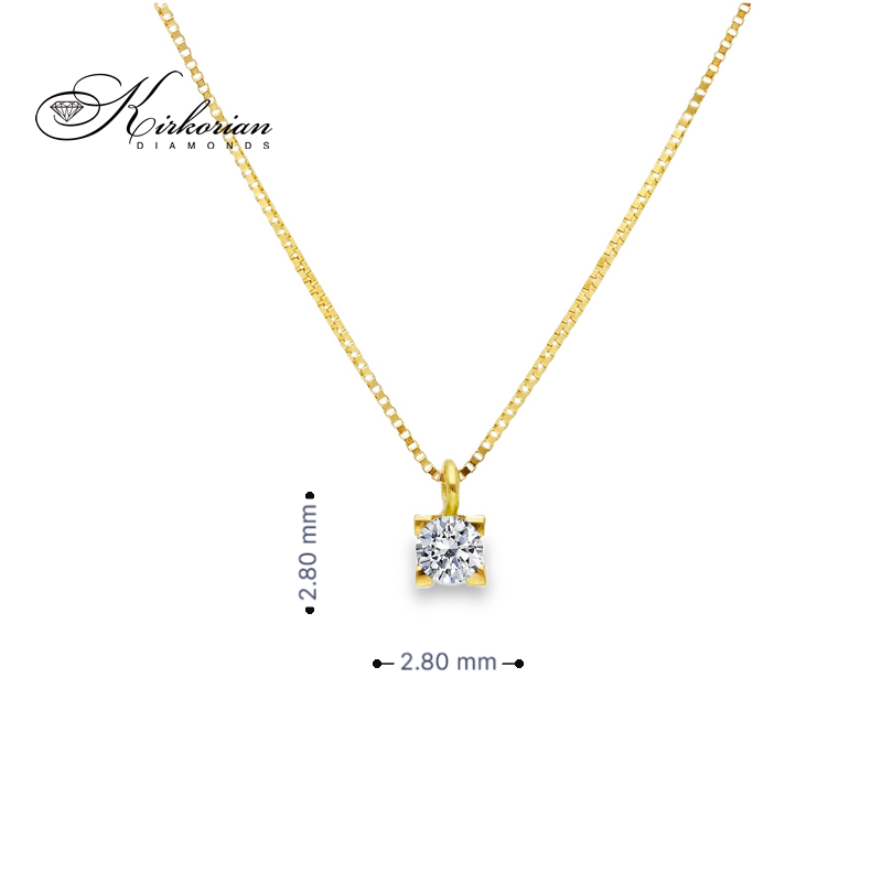 Класическо колие от жълто злато 18К с диамант 0.07 ct – елегантен модел | Kirkorian Diamonds