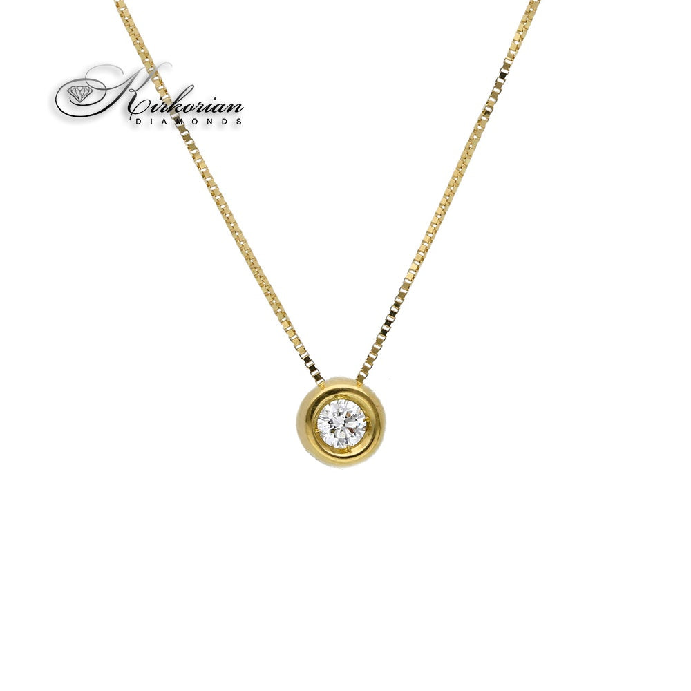 Класическо колие с един диамант 0.07 карата жълто злато 18к – Код S204819CG | Kirkorian Diamonds