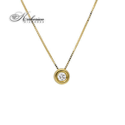 Класическо колие с един диамант 0.07 карата жълто злато 18к – Код S204819CG | Kirkorian Diamonds