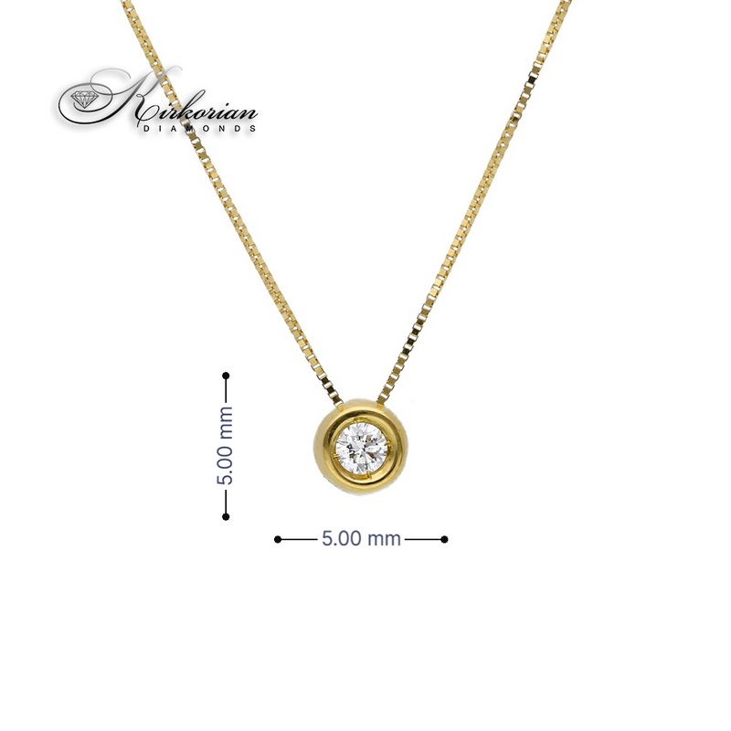 Класическо колие с един диамант 0.07 карата жълто злато 18к – Код S204819CG | Kirkorian Diamonds