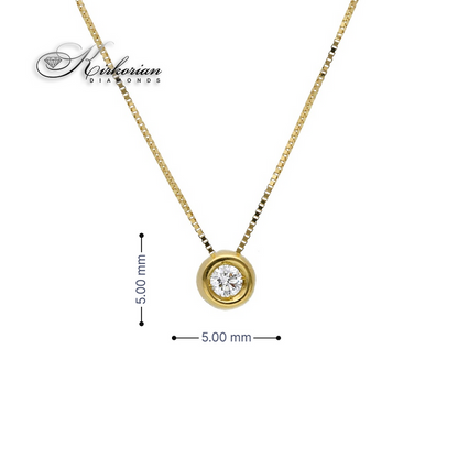 Класическо колие с един диамант 0.07 карата жълто злато 18к – Код S204819CG | Kirkorian Diamonds