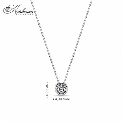 Solitaire колие с естествен кръгъл диамант 0.07 ct от бяло злато 18К S204819