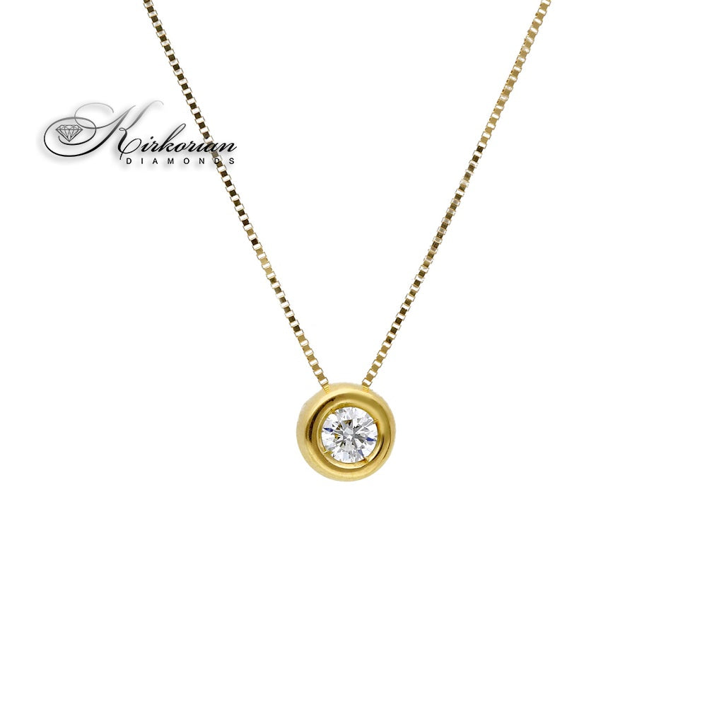 Класическо колие с един диамант 0.10 карата жълто злато 18к – Код S204841CG | Kirkorian Diamonds