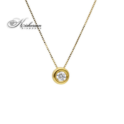 Класическо колие с един диамант 0.10 карата жълто злато 18к – Код S204841CG | Kirkorian Diamonds