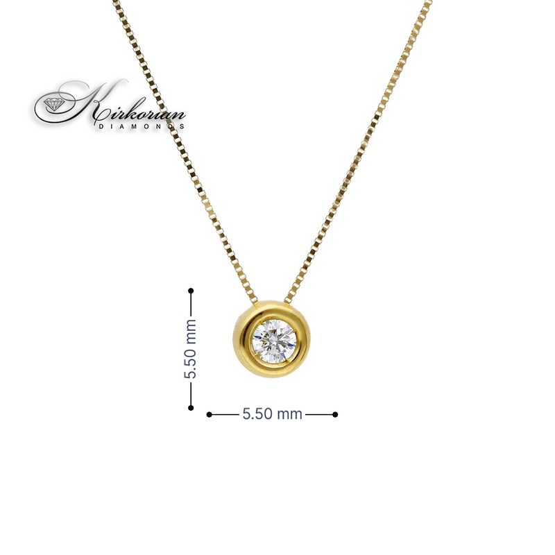 Класическо колие с един диамант 0.10 карата жълто злато 18к – Код S204841CG | Kirkorian Diamonds