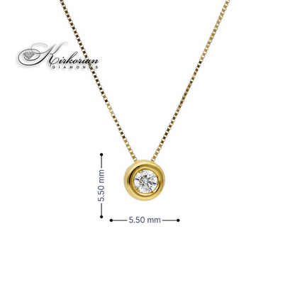 Класическо колие с един диамант 0.10 карата жълто злато 18к – Код S204841CG | Kirkorian Diamonds