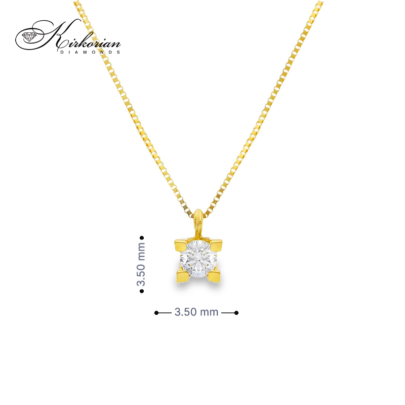 Класическо колие с един диамант 0.12 карата жълто злато 18к – Код S205005CG | Kirkorian Diamonds
