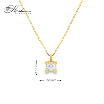 Класическо колие с един диамант 0.12 карата жълто злато 18к – Код S205005CG | Kirkorian Diamonds