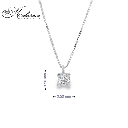 Класическо колие с един диамант 0.12 карата бяло злато 18к – Код S205005 | Kirkorian Diamonds