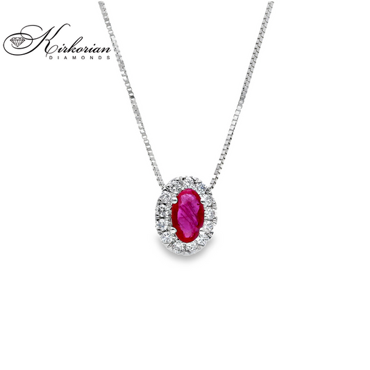 Колие от бяло злато 18 карата с рубин и диаманти – Код S225819 | Kirkorian Diamonds