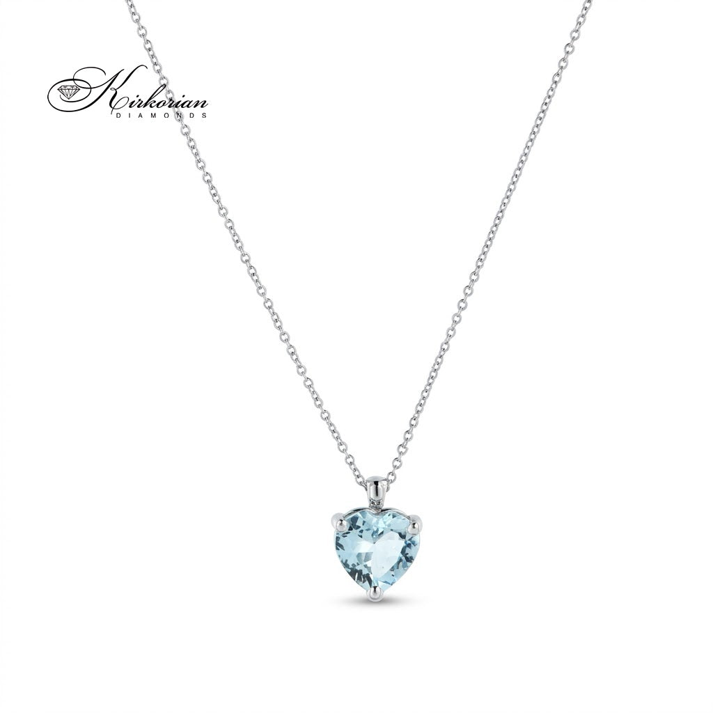 Колие S227903AB от 18К бяло злато със сърцевиден аквамарин 0.90 ct