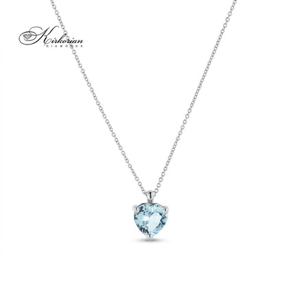 Колие S227903AB от 18К бяло злато със сърцевиден аквамарин 0.90 ct
