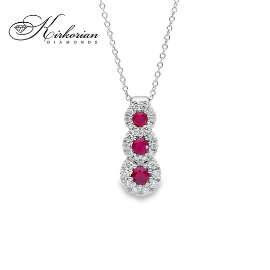 Колие от бяло злато 18К с рубин 0.27 ct и диаманти 0.13 ct – луксозен модел на топ цена | Код S234402