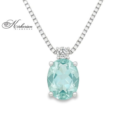 Колие от бяло злато 14k със Скай Блу Топаз 1.40ct и диамант 0.07ct – модел 331TB