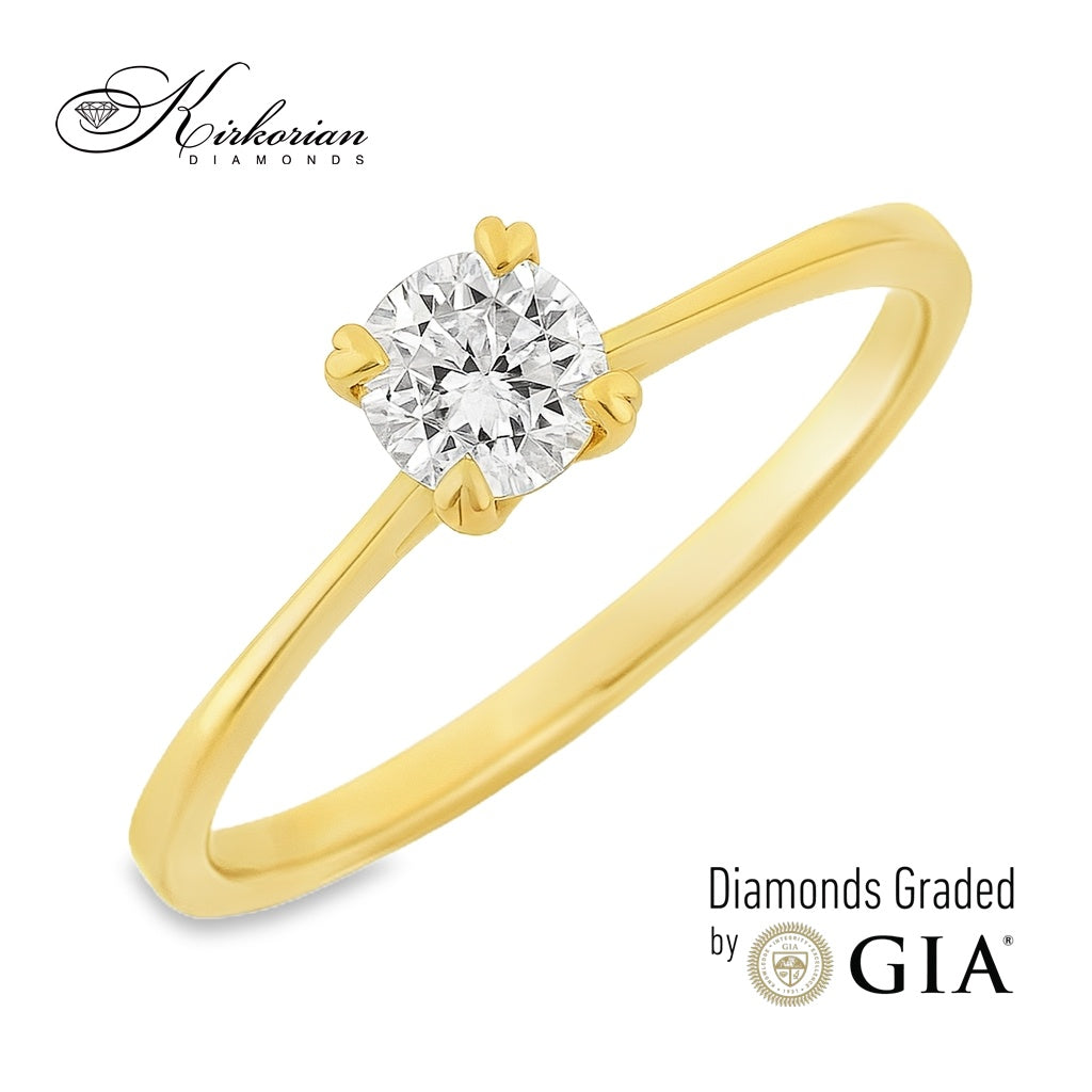 Годежен пръстен от жълто злато 14k с диамант 0.40ct GIA F/VS2 K334B