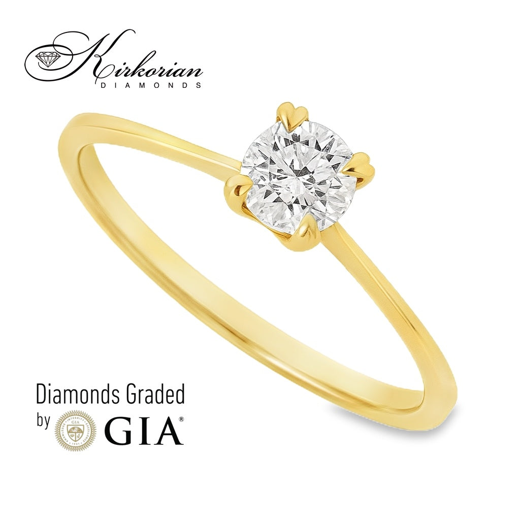 Годежен пръстен от жълто злато 14k с диамант 0.40ct GIA F/VS2 K334B