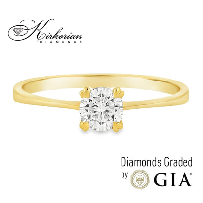 Годежен пръстен от жълто злато 14k с диамант 0.40ct GIA F/VS2 K334B
