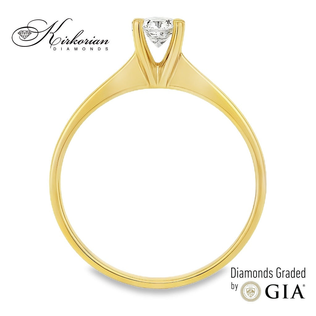 Годежен пръстен от жълто злато 14k с диамант 0.40ct GIA F/VS2 K334B