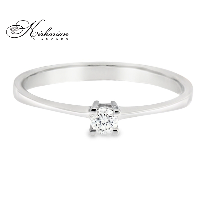 Годежен пръстен от бяло злато 14К с диамант 0.10 ct – код K343