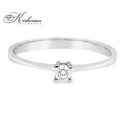 Годежен пръстен от бяло злато 14К с диамант 0.10 ct – код K343