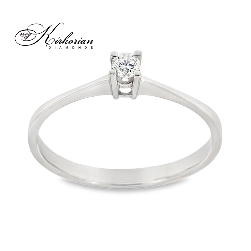Годежен пръстен от бяло злато 14К с диамант 0.10 ct – код K343