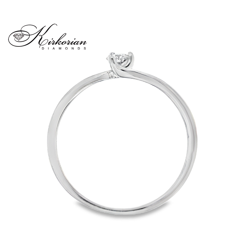 Годежен пръстен от бяло злато 14К с диамант 0.09 ct – код K358