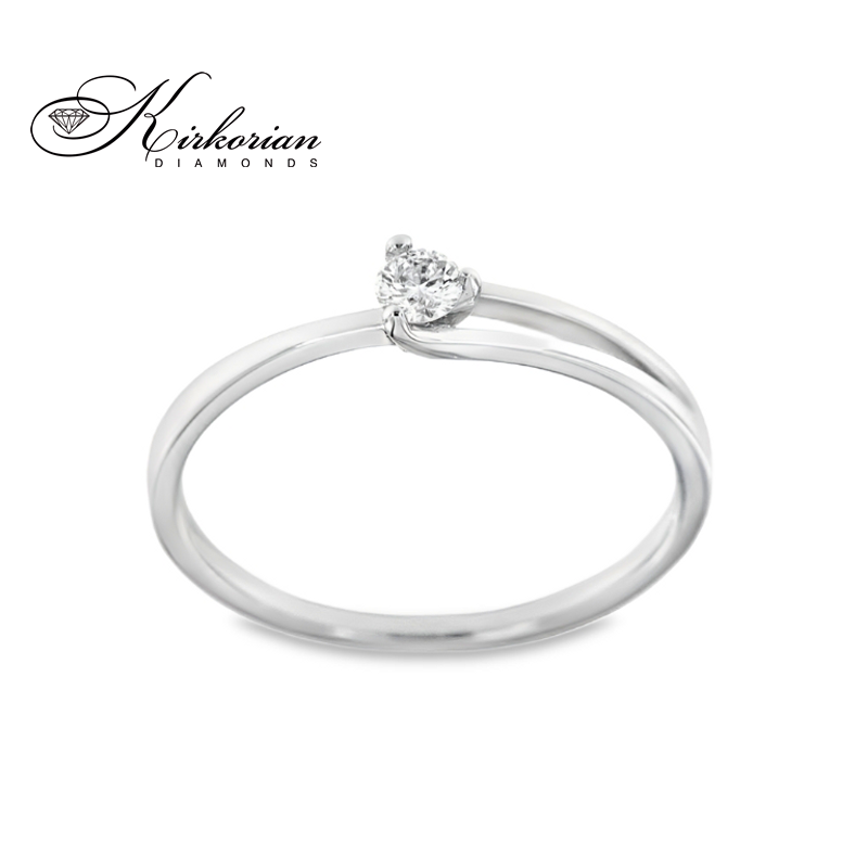 Годежен пръстен от бяло злато 14К с диамант 0.09 ct – код K358