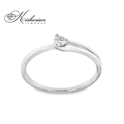 Годежен пръстен от бяло злато 14К с диамант 0.09 ct – код K358