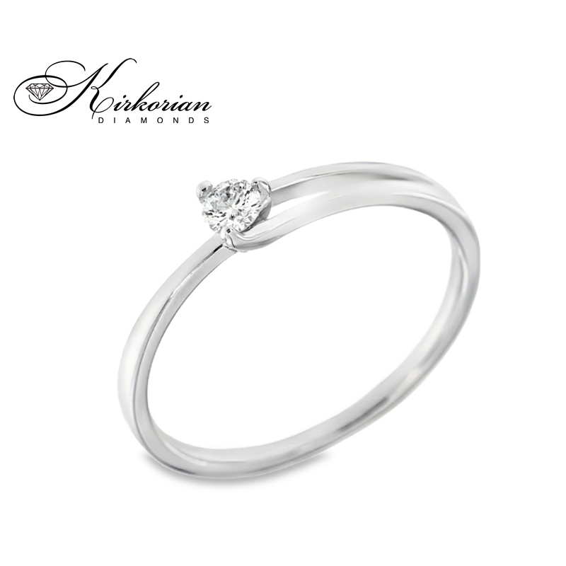 Годежен пръстен от бяло злато 14К с диамант 0.09 ct – код K358