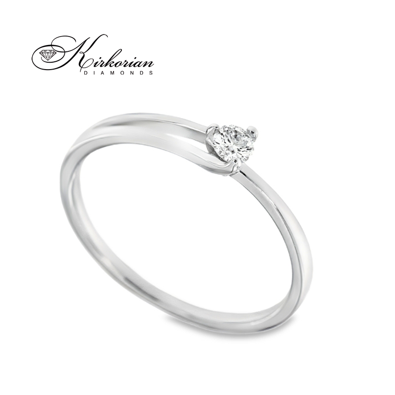 Годежен пръстен от бяло злато 14К с диамант 0.09 ct – код K358