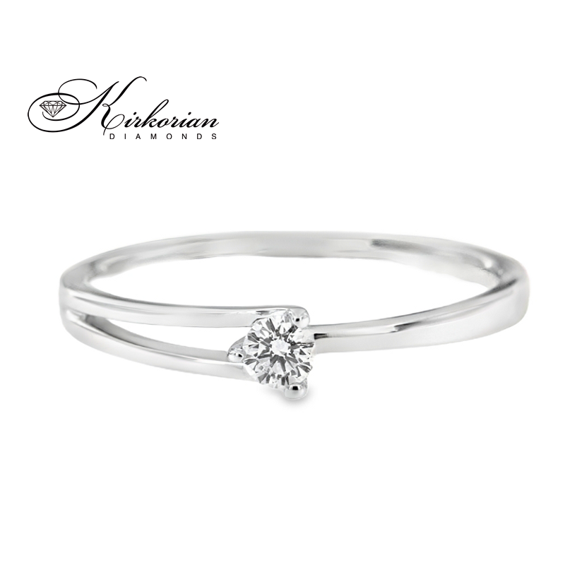Годежен пръстен от бяло злато 14К с диамант 0.09 ct – код K358