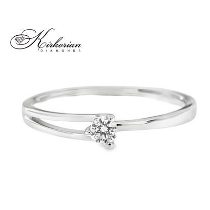 Годежен пръстен от бяло злато 14К с диамант 0.09 ct – код K358