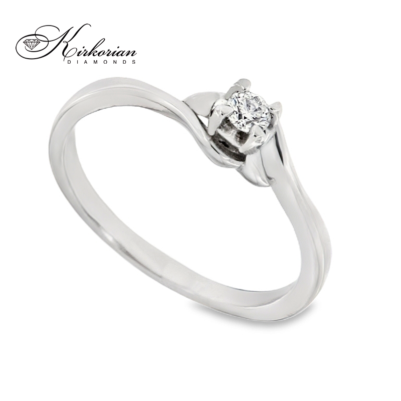 Годежен пръстен от бяло злато 14К с диамант 0.10 ct – класически модел | Цени от производител | K359