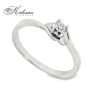 Годежен пръстен от бяло злато 14К с диамант 0.10 ct – класически модел | Цени от производител | K359