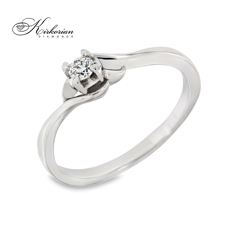 Годежен пръстен от бяло злато 14К с диамант 0.10 ct – класически модел | Цени от производител | K359