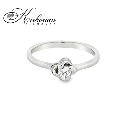 Годежен пръстен от бяло злато 14К с диамант 0.10 ct – код K360