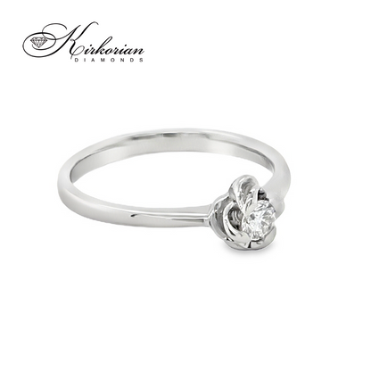Годежен пръстен от бяло злато 14К с диамант 0.10 ct – код K360